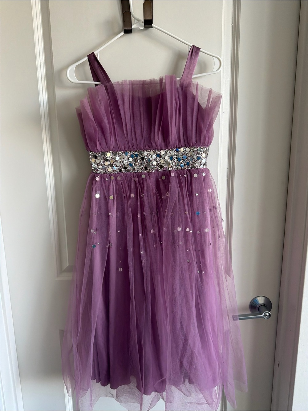 Girls Purple Tulle Dress with Sparkle Waistband